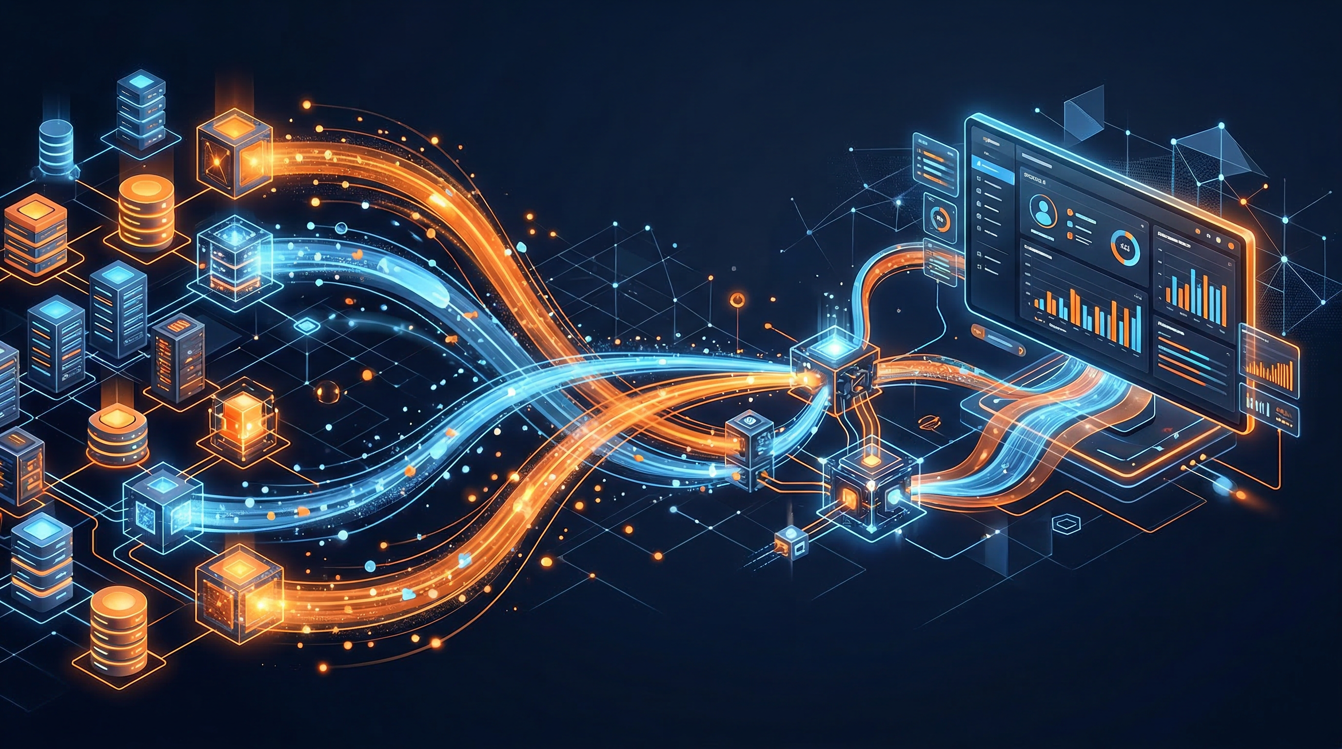 Data pipeline visualization connecting ERP systems to HubSpot CRM